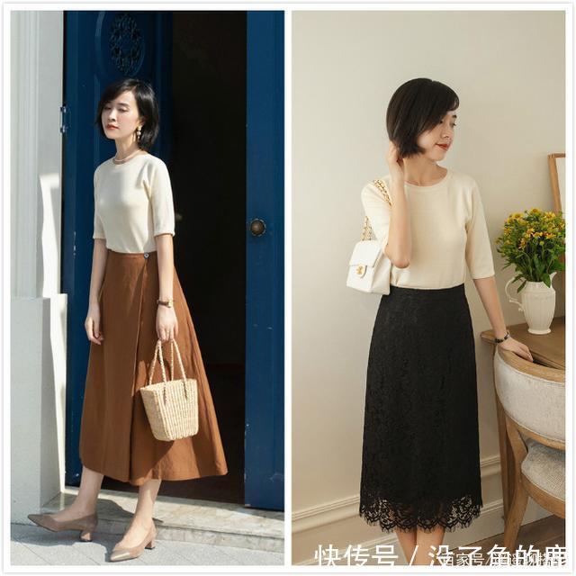 青春|今秋火了一种穿法,“针织衫+半裙”,青春又洋气,做时尚女王