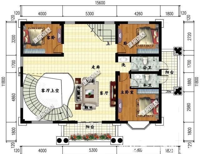 架空层|带旋转楼梯设计的两栋豪墅,客厅挑空设计,第二栋带架空层