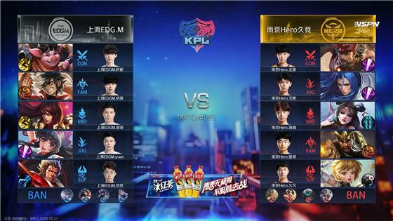 战胜|KPL：边惩钟无艳效果极佳 南京Hero久竞3：1战胜上海EDG.M