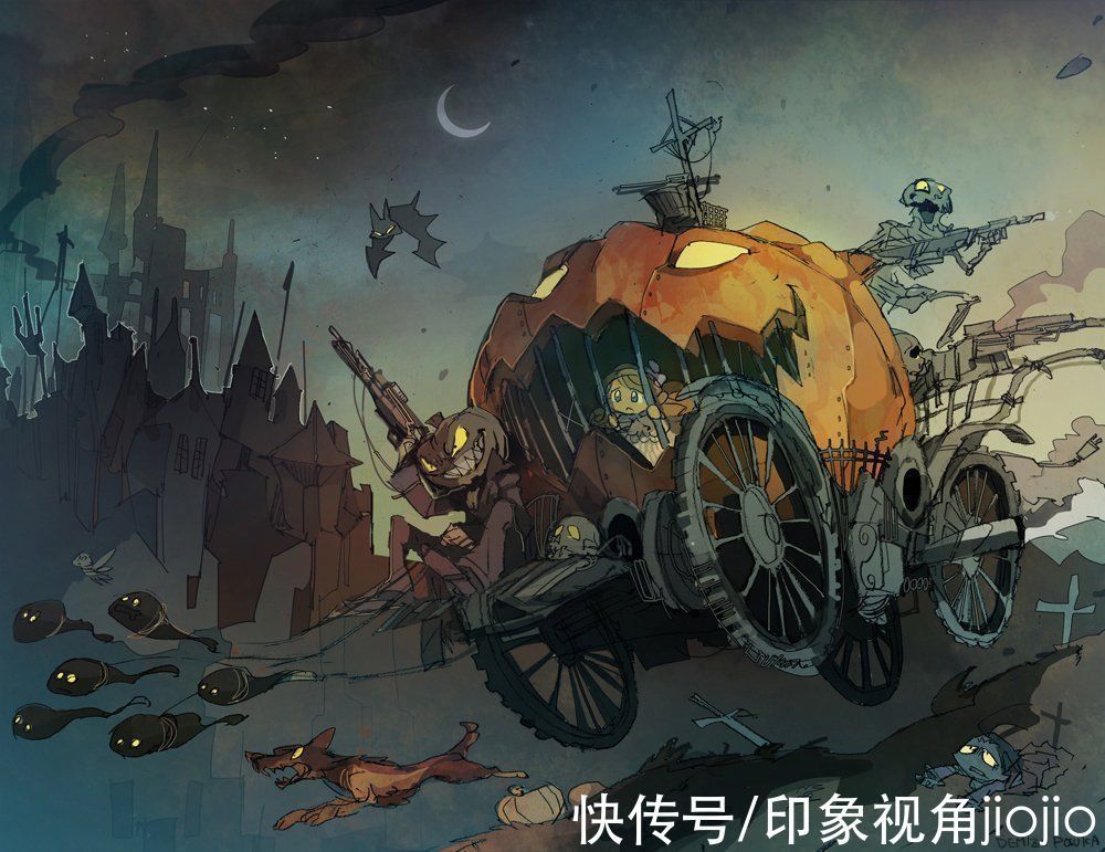 构图@幻想异世界插画作品,鱼眼镜头视角的构图方式很奇妙