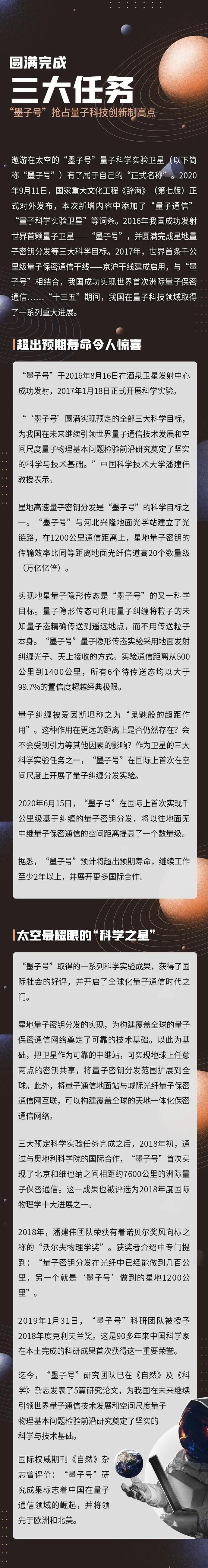科技|圆满完成三大任务！“墨子号”抢占量子科技创新制高点