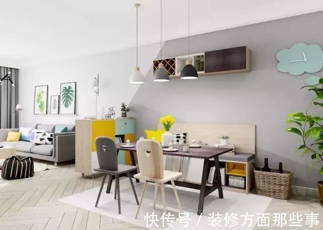 餐酒柜|96平现代风二居室，客餐厅连在一起协调又耐看