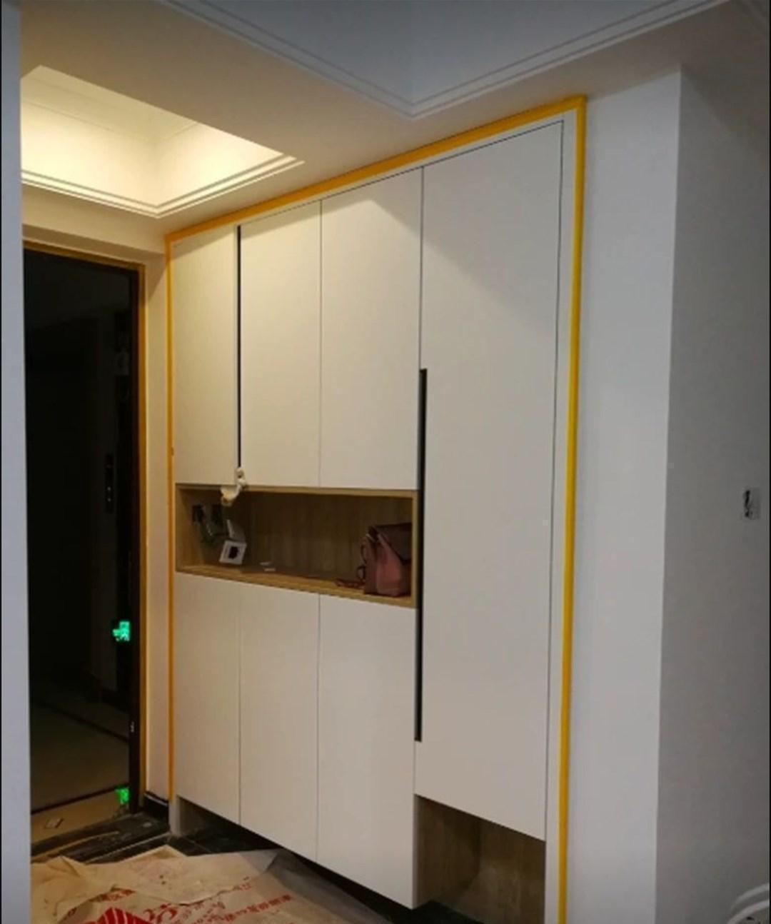 玄关柜|带大家参观我家施工现场满屋打柜子，各种收纳空间老婆超喜欢