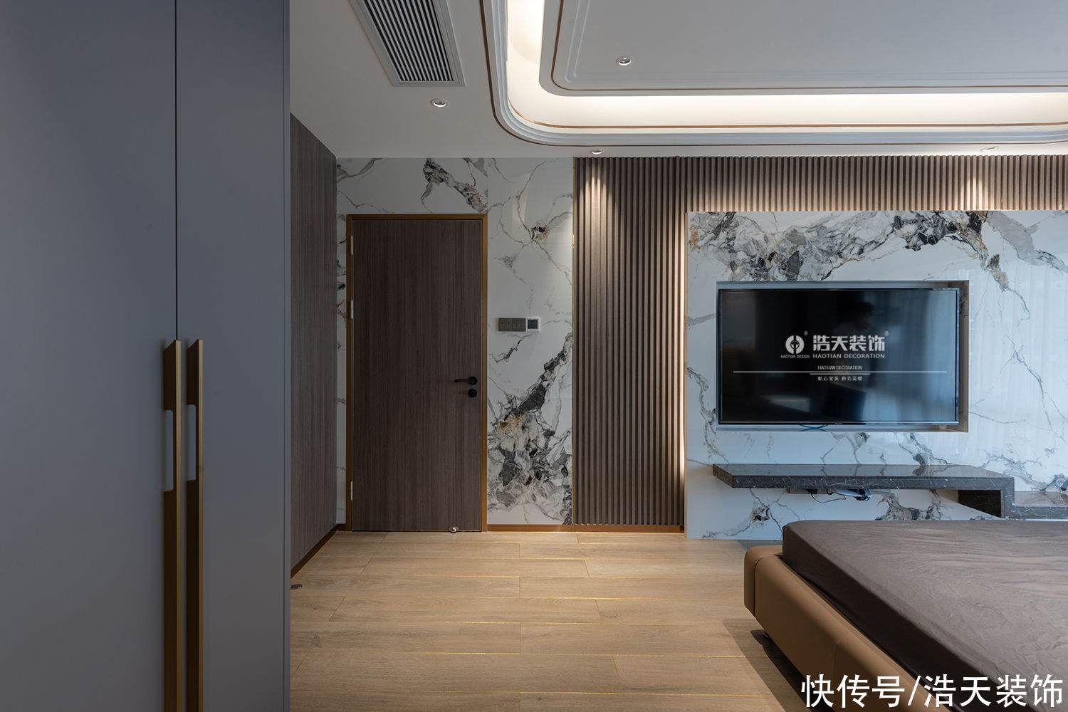 木栅格|200平实景案例，全屋大理石，太惊艳了