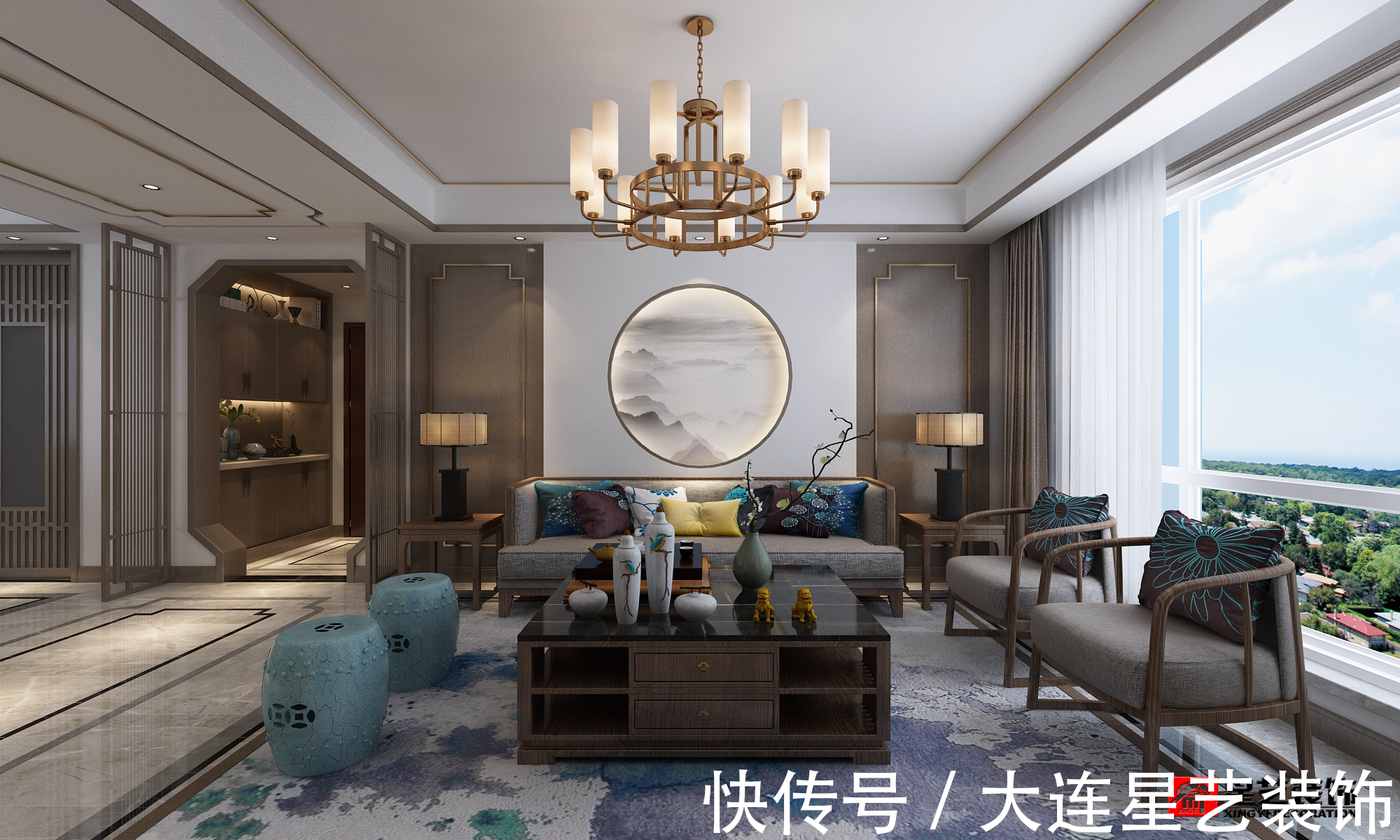 装修|大连装修_127平新中式风格，美在其中