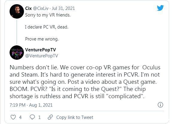 玩家|国外VR游戏开发者：PC向VR游戏已死 玩家毫无热情