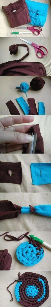 穿旧的旧衣服别扔了,剪一下改成布条,做出的地毯比买的还实用
