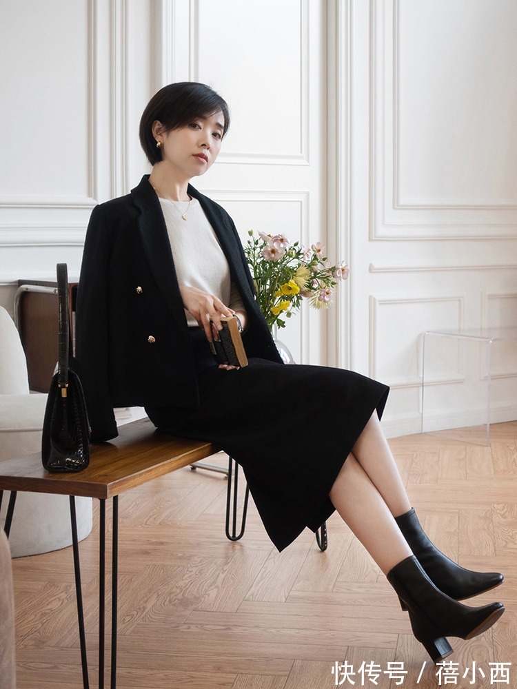 搭配 早春穿裙子流行“过膝不过踝”,配西装、风衣都挺美,打造时髦感