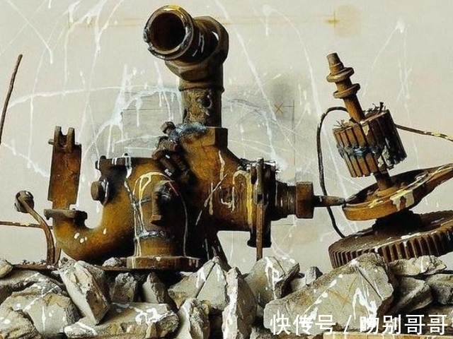 超现实主义!冷军画旧发动机卖了1890万,又画了带黄泥的发动机,更为真实