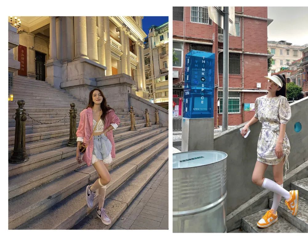 球鞋|中筒袜比丝袜更适合早秋搭配？拥有大长腿的球鞋女孩就是可以为所欲为