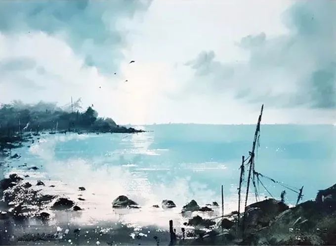 画面!极具美感的蓝绿水彩色调,如此画面,令人爱不舍手