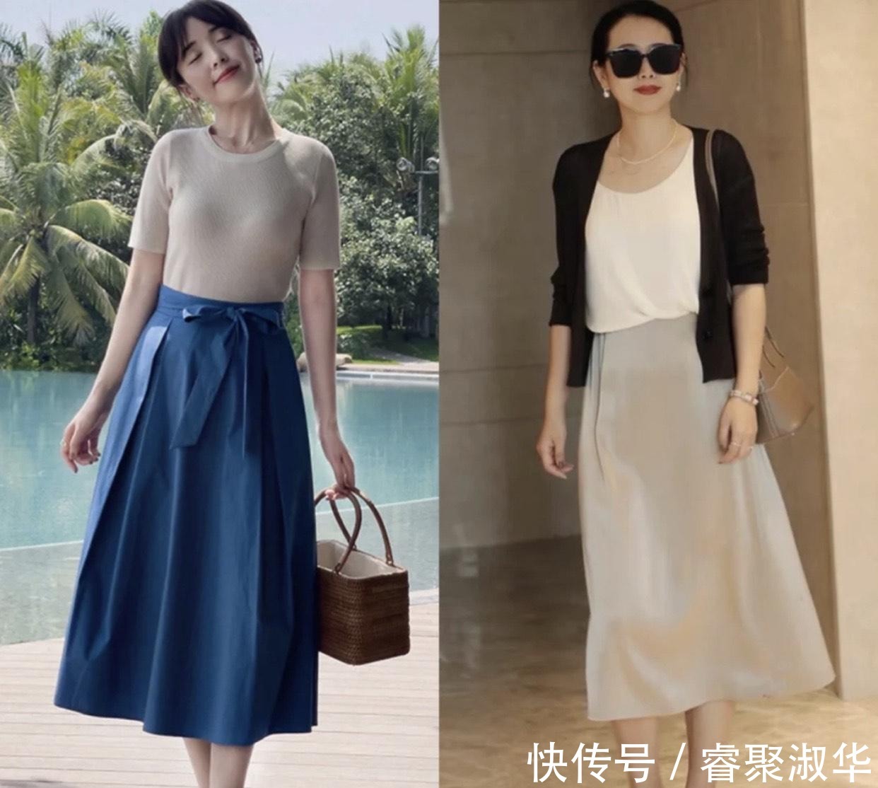 夏日|中年女性这样穿挺好看的,简约大方的夏日穿搭示范,温柔优雅