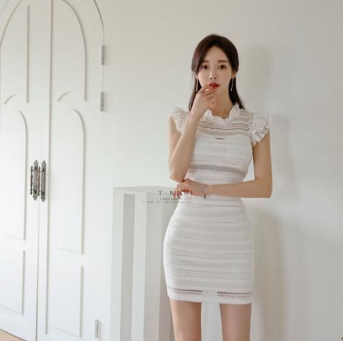 金盏|美人图鉴孙允珠:金盏花瓣卷边清新刺绣包臀裙