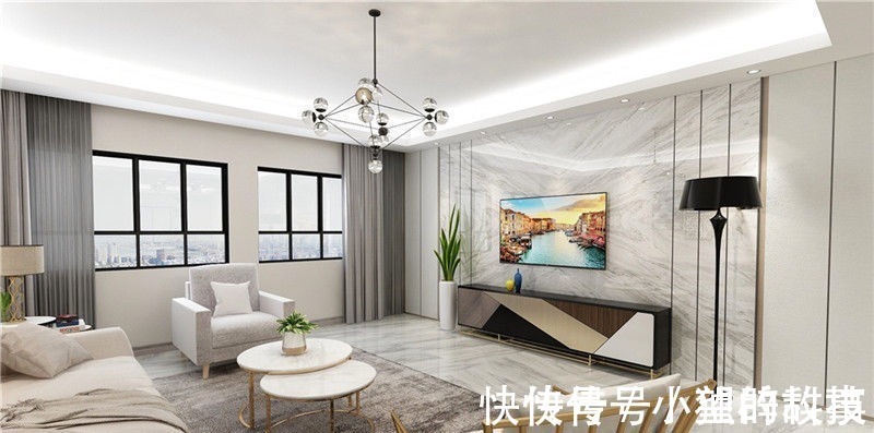 效果图|现代风格装修效果图,102平三室超精致,整体效果特棒,像别墅!