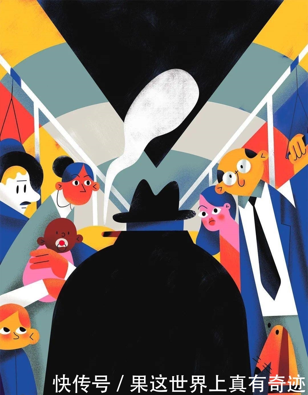 简单的几何图形,大胆的构图,独树一帜的扁平化绘画风格!!