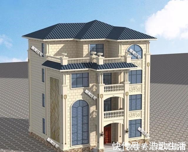外墙面|4栋12×11米农村别墅，前三栋客厅挑空设计，两层也够大气！