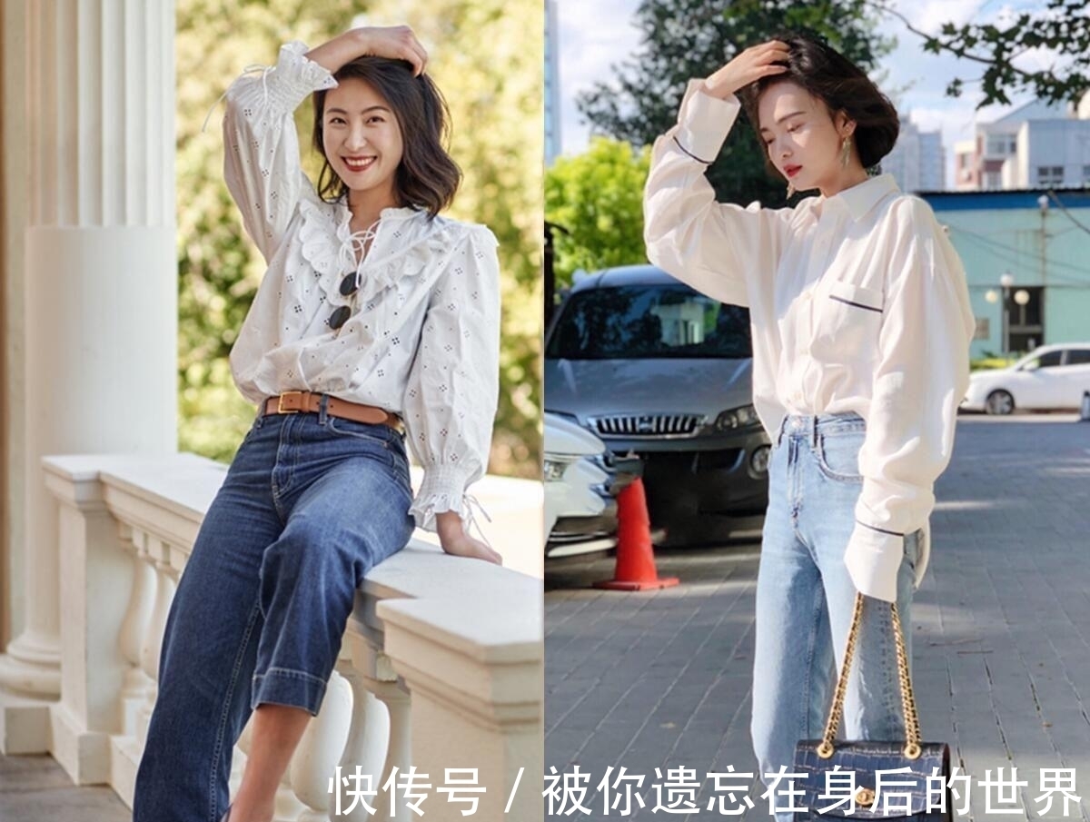 上衣|“懂穿”的女人,穿牛仔裤很少搭配T恤,选对上衣才能美得轻松