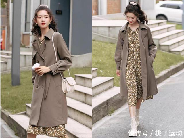 最近火了一种新的风衣穿法风衣+长裙，优雅时髦，谁穿都美！