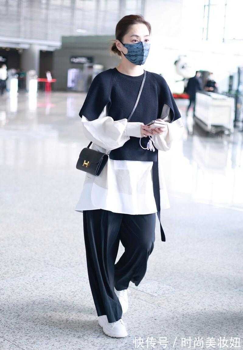 搭配|阿娇这回太会穿了,白衬衫配阔腿裤,套针织马甲显瘦又显高
