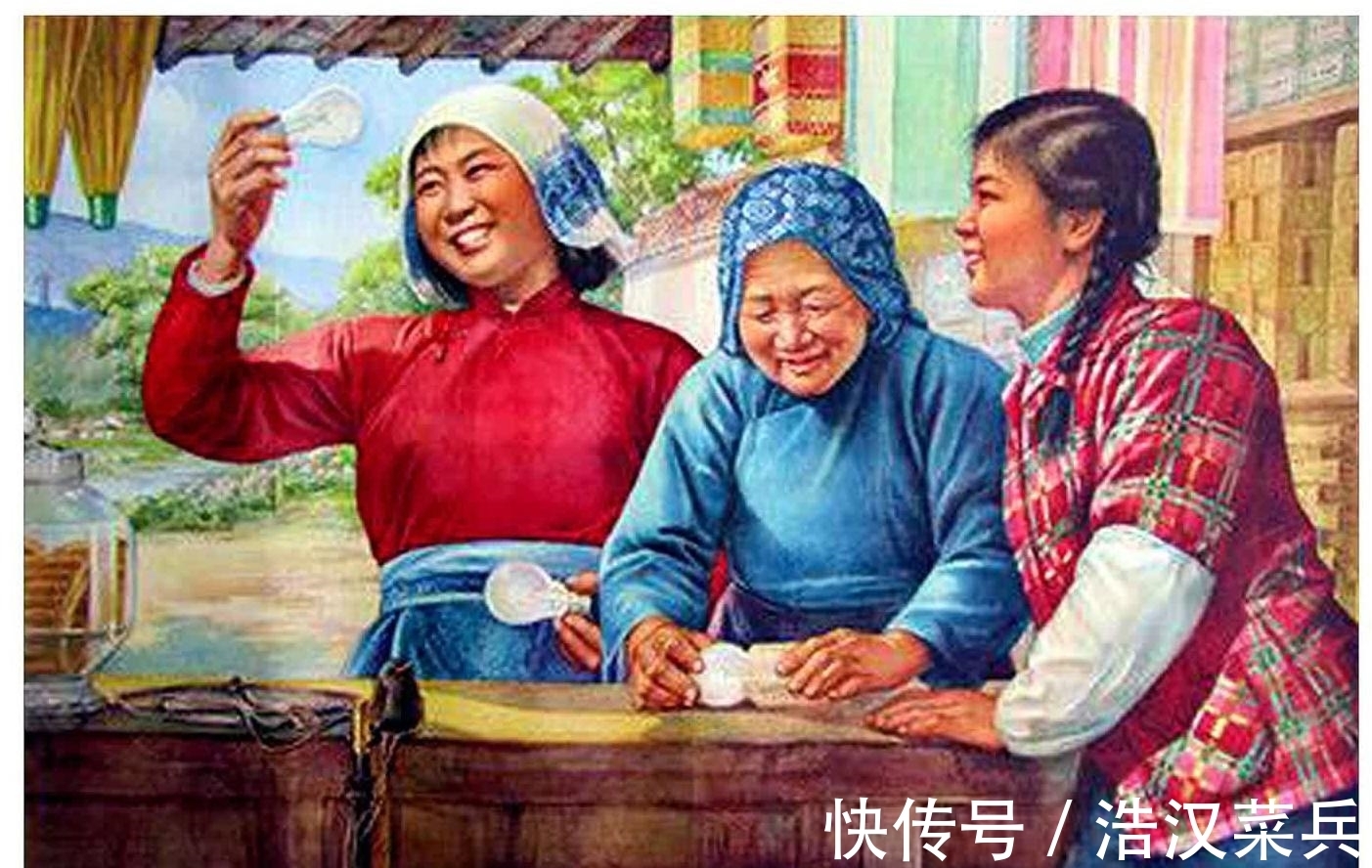 合作社!红色年代年画作品,青年勘察队,合作社里装电灯,扭转南粮北调