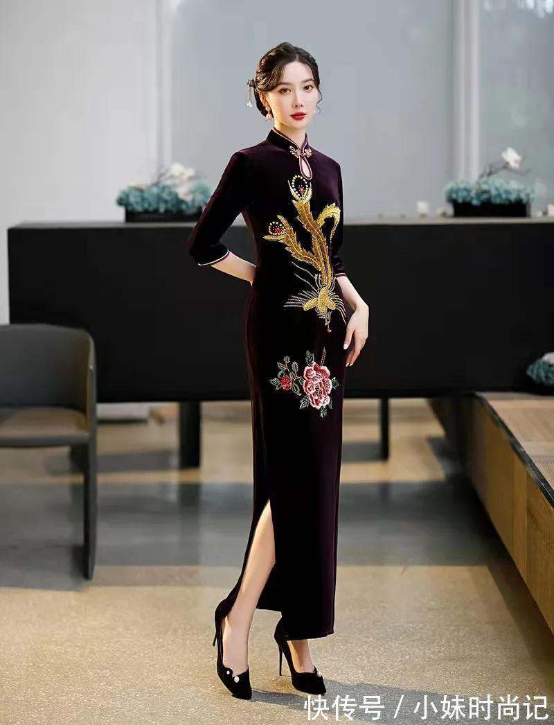 古典 初秋时尚丝绒旗袍,低调之中而不失奢华,高贵典雅绝对眼压全场!