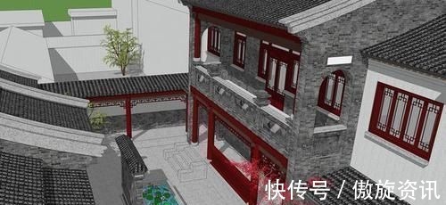 半山腰|喜庆的四合院设计,家里的宅基地小也可以盖,很适合农村