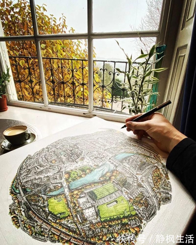 中国文化$英国小伙用针管笔画出了最美中国地图,独一无二的中国风