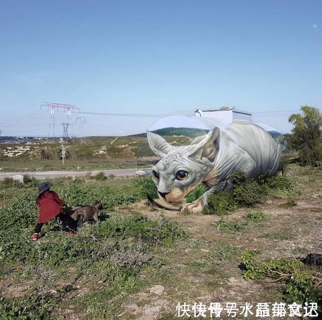 街头艺术|令人惊叹的3D绘画,一个油罐凭空消失了,路过的动物还以为是真的