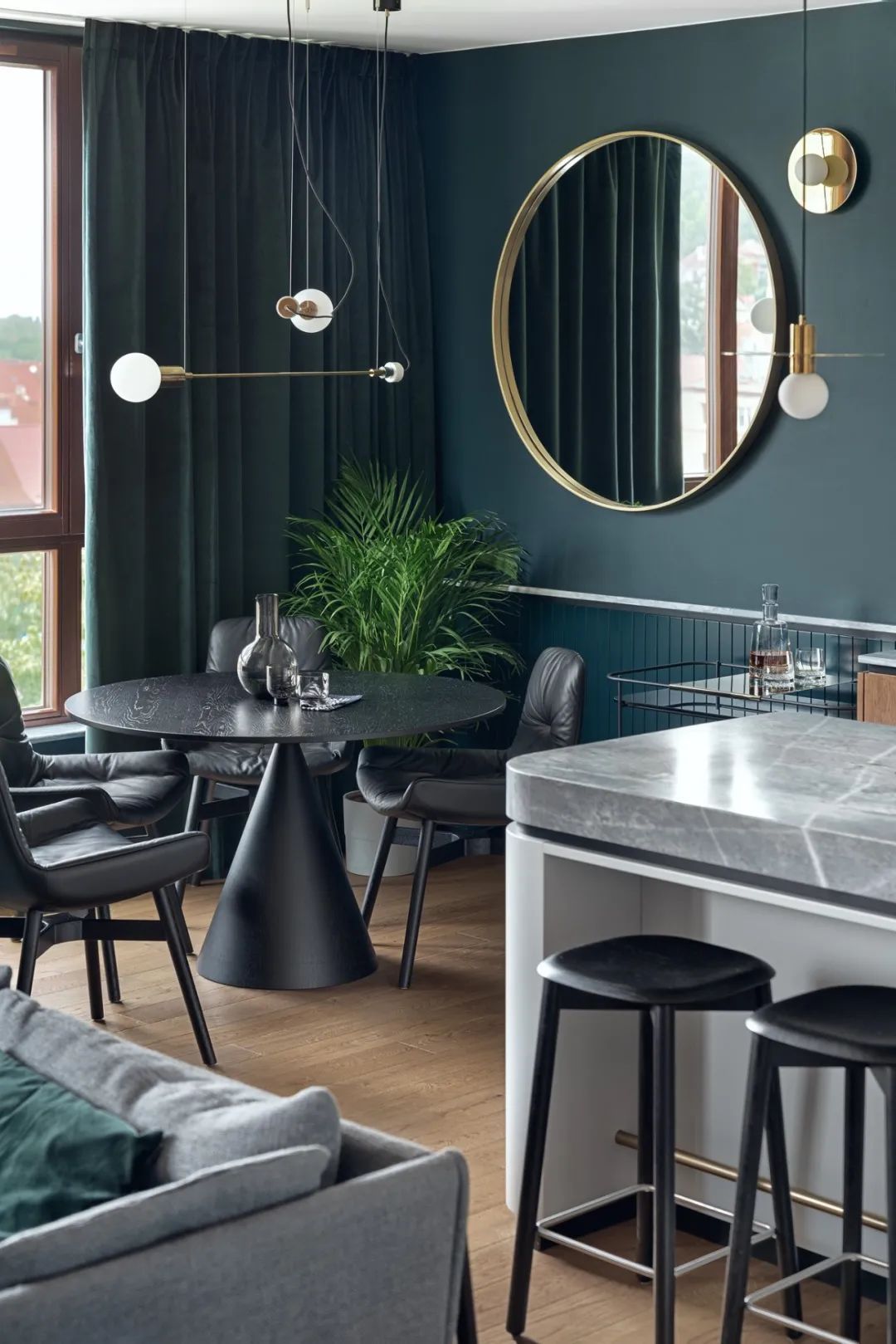 布置|100㎡现代轻奢,极简深色的质感,细节精致的设计,华丽档次