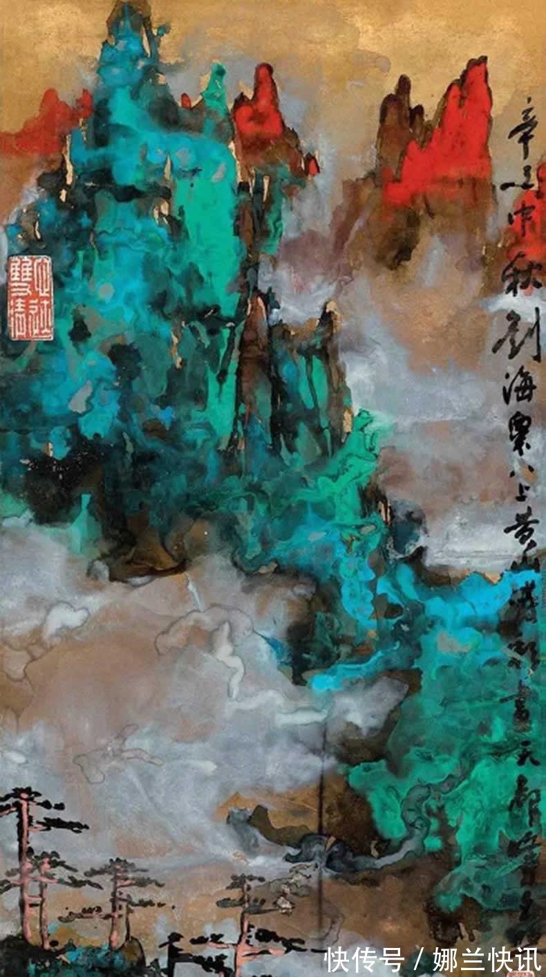 刘海粟!刘海粟的国画,画风让人叫绝,怎么会有这种绚丽神奇的颜色