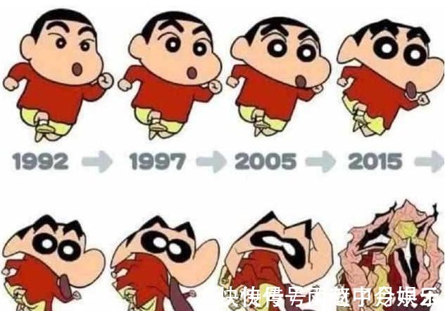 蜡笔小新|动漫角色“整容史”，网红脸型成为主流，柯南却退化成“猿人”！