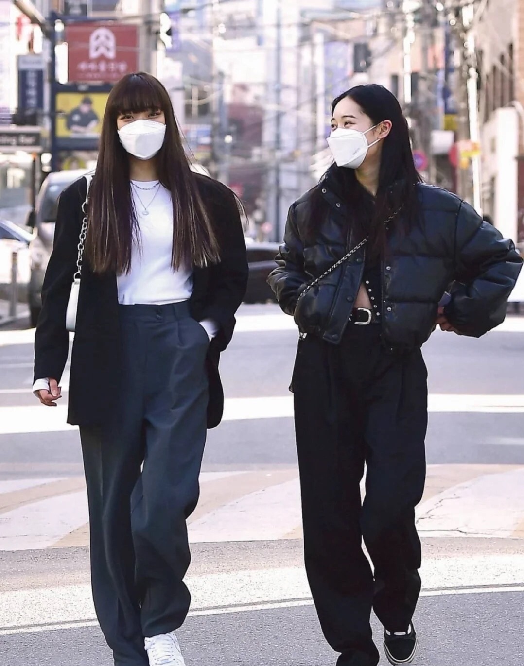 素人|韩国街头素人街拍, 戴着口罩也能感受到时尚感, 衣品超赞!