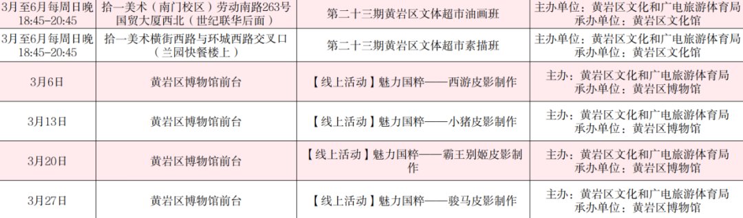 3月到了，分享一波春日文化活动~