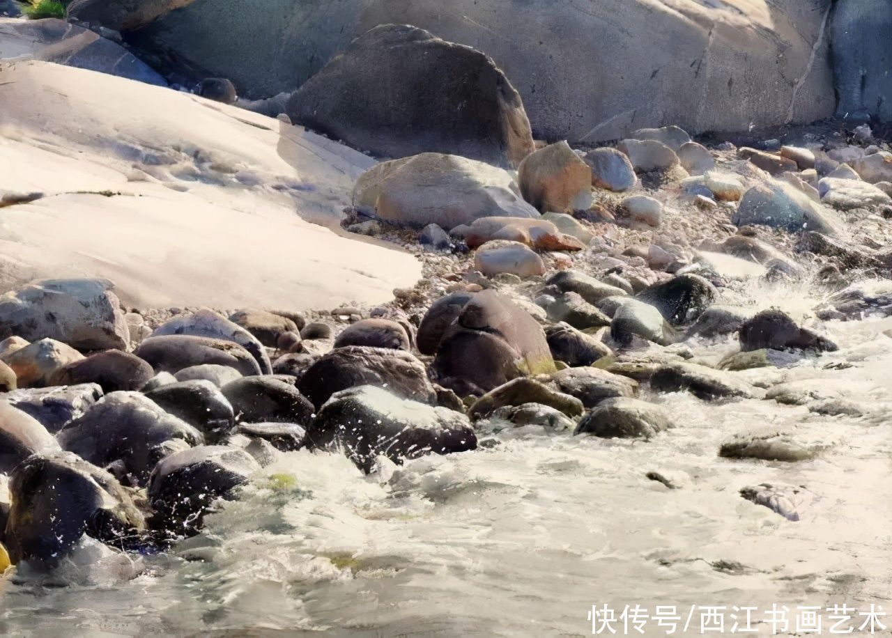 克拉科夫$这位瑞典水彩画家把海边的石头质感画得好极了