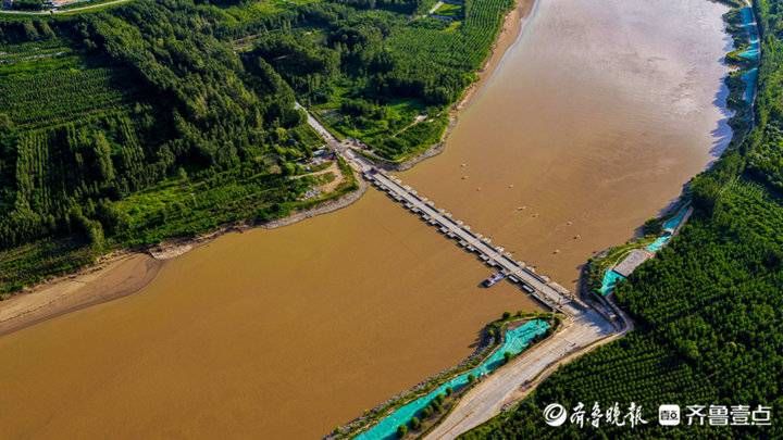 风光|航拍黄河风光——山东济北浮桥