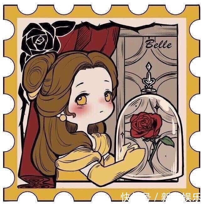 迪士尼公主|画师绘制迪士尼公主小头像,贝儿最喜欢玫瑰花,爱丽儿怎么哭了