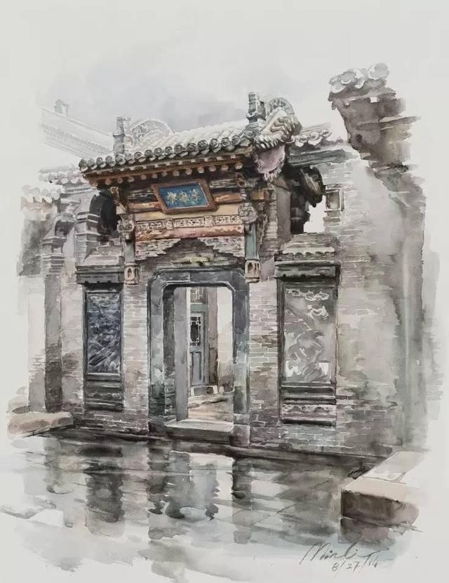 拴马石|旅美水彩艺术家李民笔下的中国风景画!他用艺术诠释“家”的味道