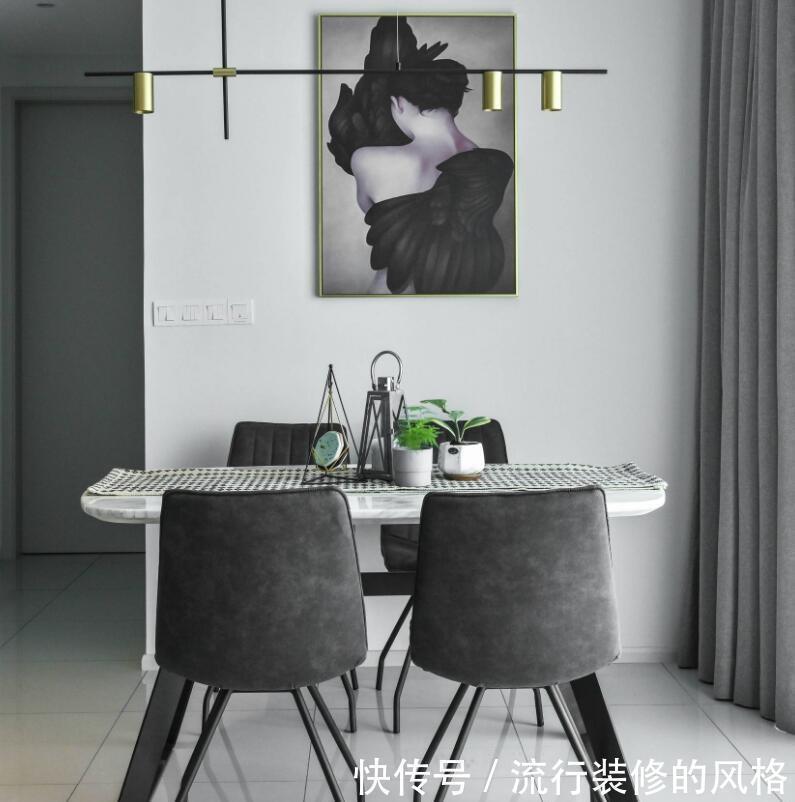 床尾|111㎡用黑白灰装出大宅范,岩板和灯带的碰撞,不小心溢出高级感