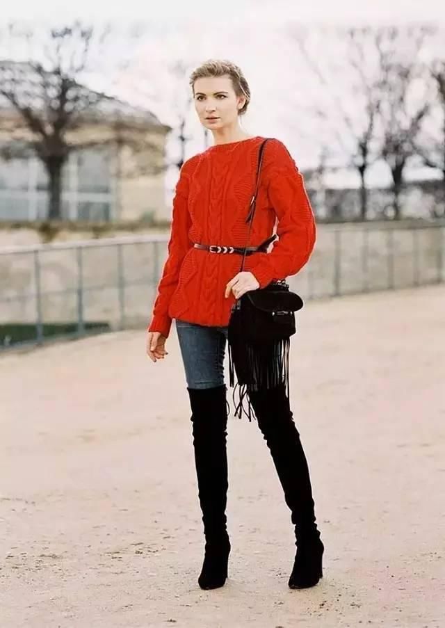  秋冬|秋冬保暖有型的组合：毛衣和长靴！