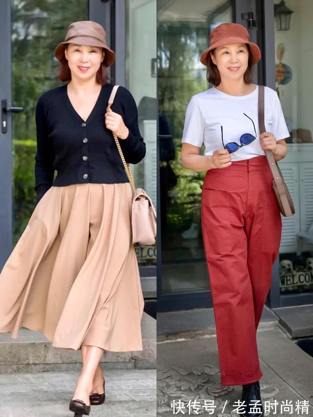 针织衫|60岁时髦女人早就不穿阔腿裤了!秋季试试这三款裤子,优雅显气质
