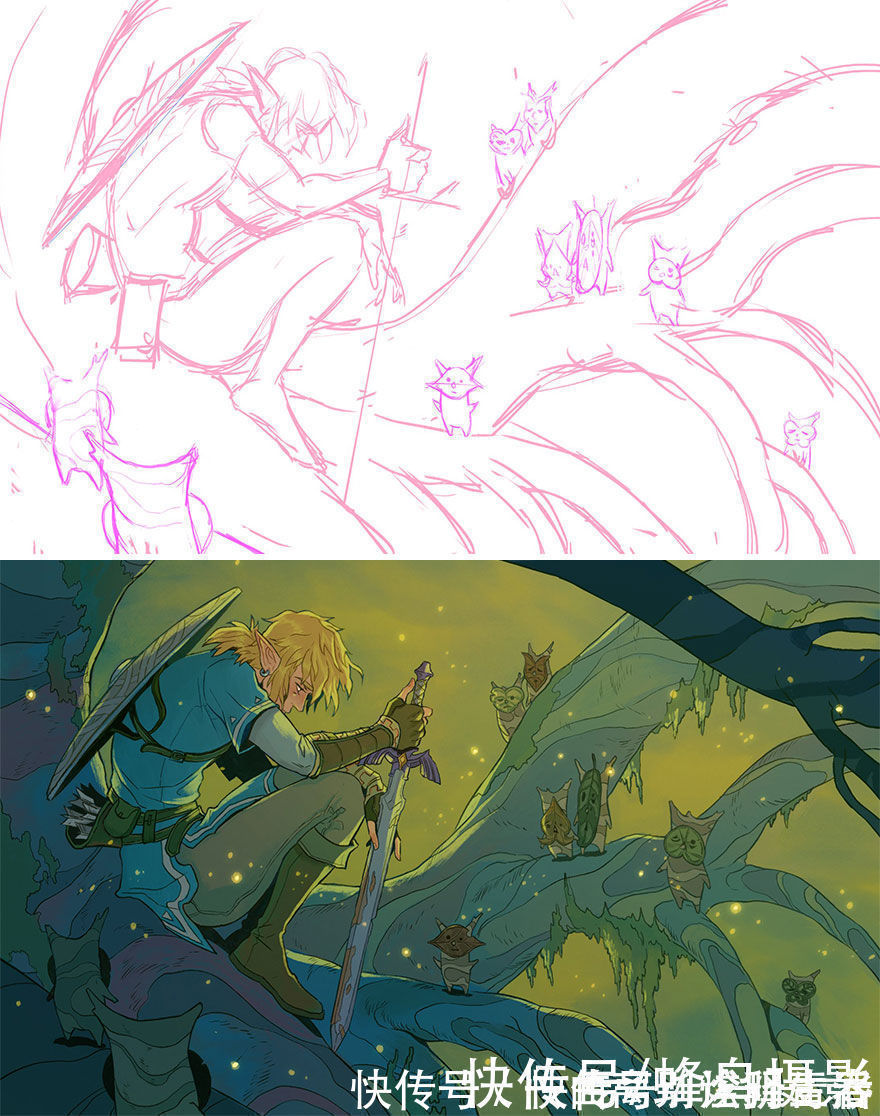 艺术家们@27个初稿与成品对比照,前后差距太大,网友:这是同一副画吗