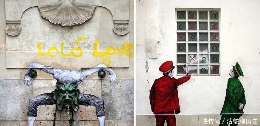 制作|法国艺术家制作的壁画 巴黎街头的幽默