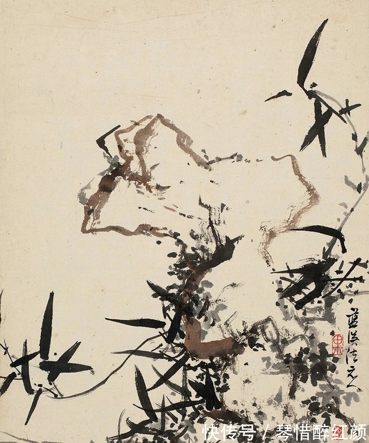 蓝瑛&蓝瑛12张《兰竹石图》,花鸟画最经典的课徒稿