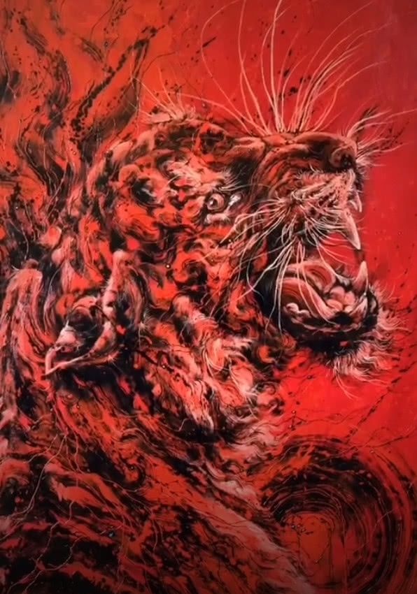 马克笔@大佬在纸上画老虎手稿,看到最后的神作,网友:服了