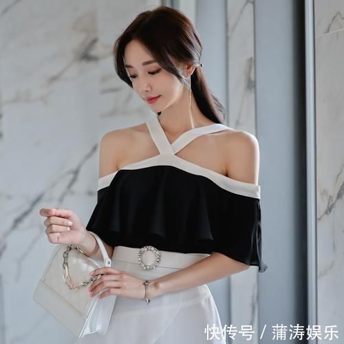 黑白|美女穿搭：小姐姐爱穿黑白拼接连衣裙，凸显身材，清新又减龄！