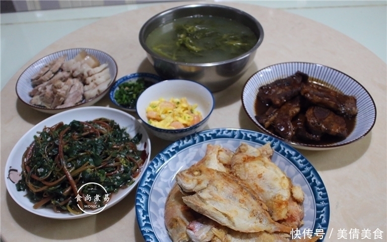 婆婆|小姑子来吃饭，婆婆下厨做了四菜一汤，荤素搭配，比饭店有滋味