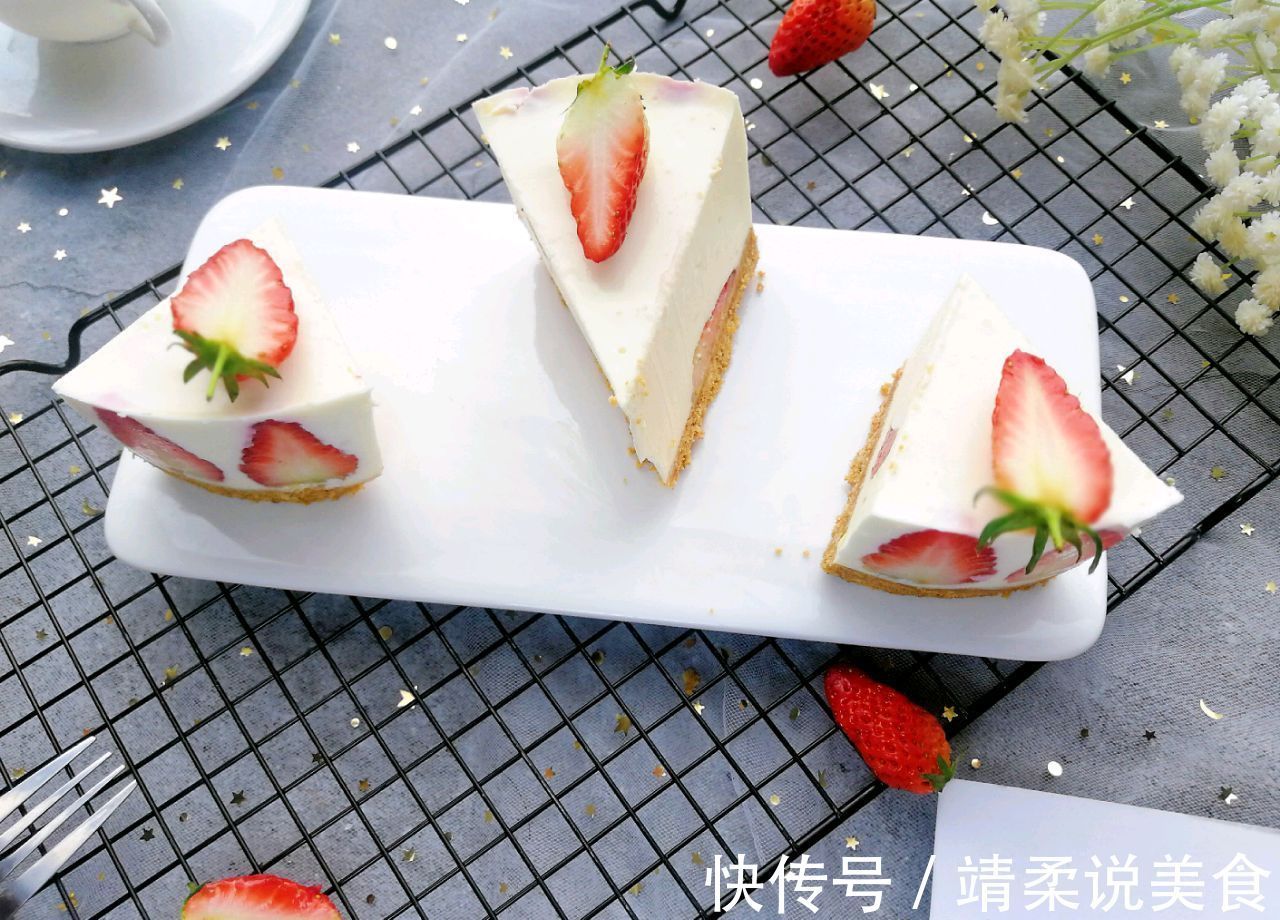 生乳酪草莓慕斯蛋糕，不仅颜值高，味道也甜美