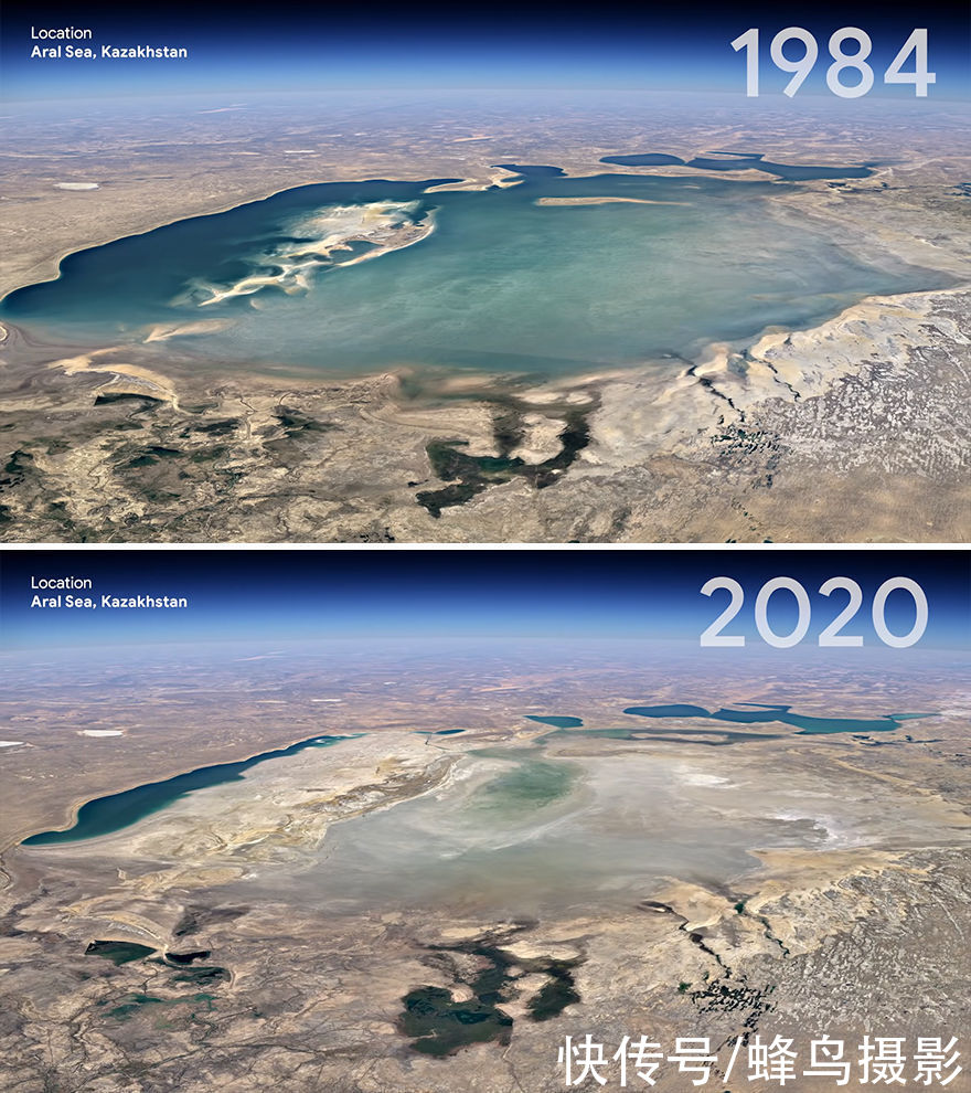 14张卫星拍摄的地球30年对比照,变化触目惊心,死海快要消失了