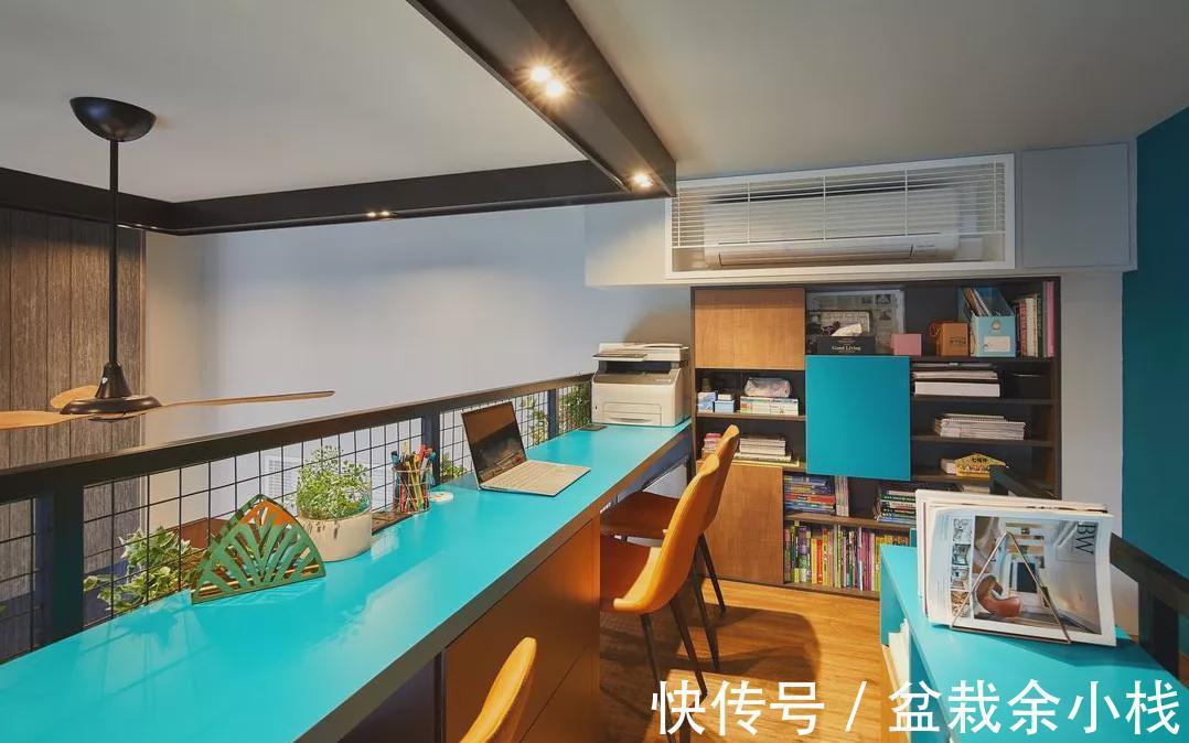 书房|93㎡层高4米5，挑空搭建楼板一层变两层，多间双人书房让人羡慕