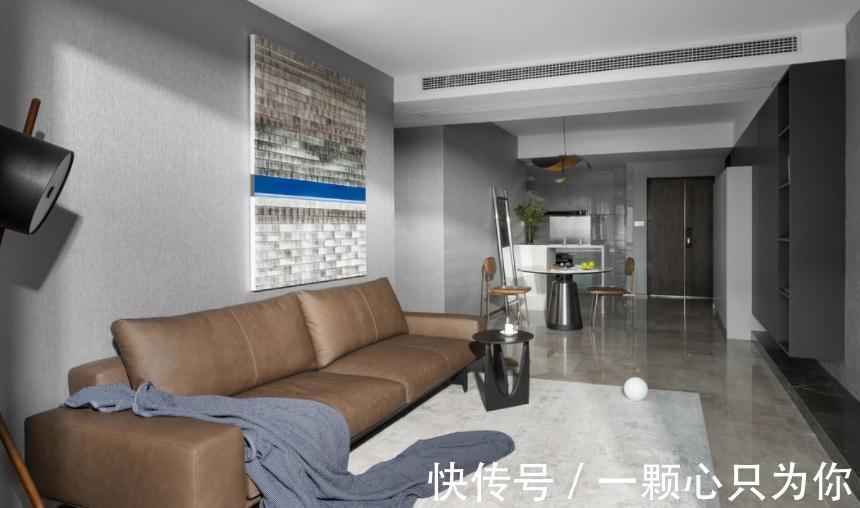 吧台|灰蓝装点大空间,简约元素渲染家居,融合成独特的现代风格